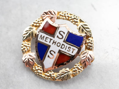 Gold Sunday School Methodist Pin