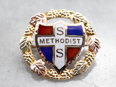 Gold Sunday School Methodist Pin