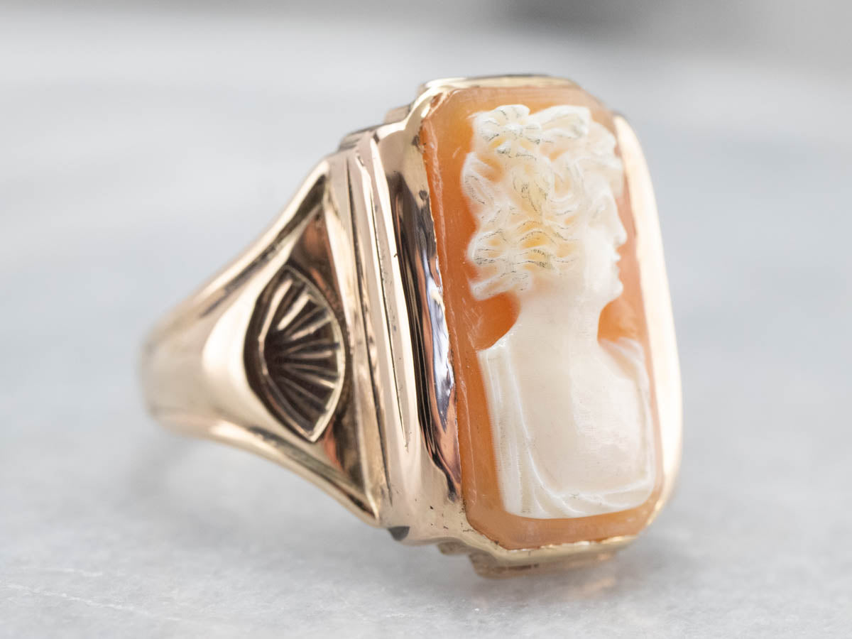 Unisex Gold Retro Era Cameo Ring