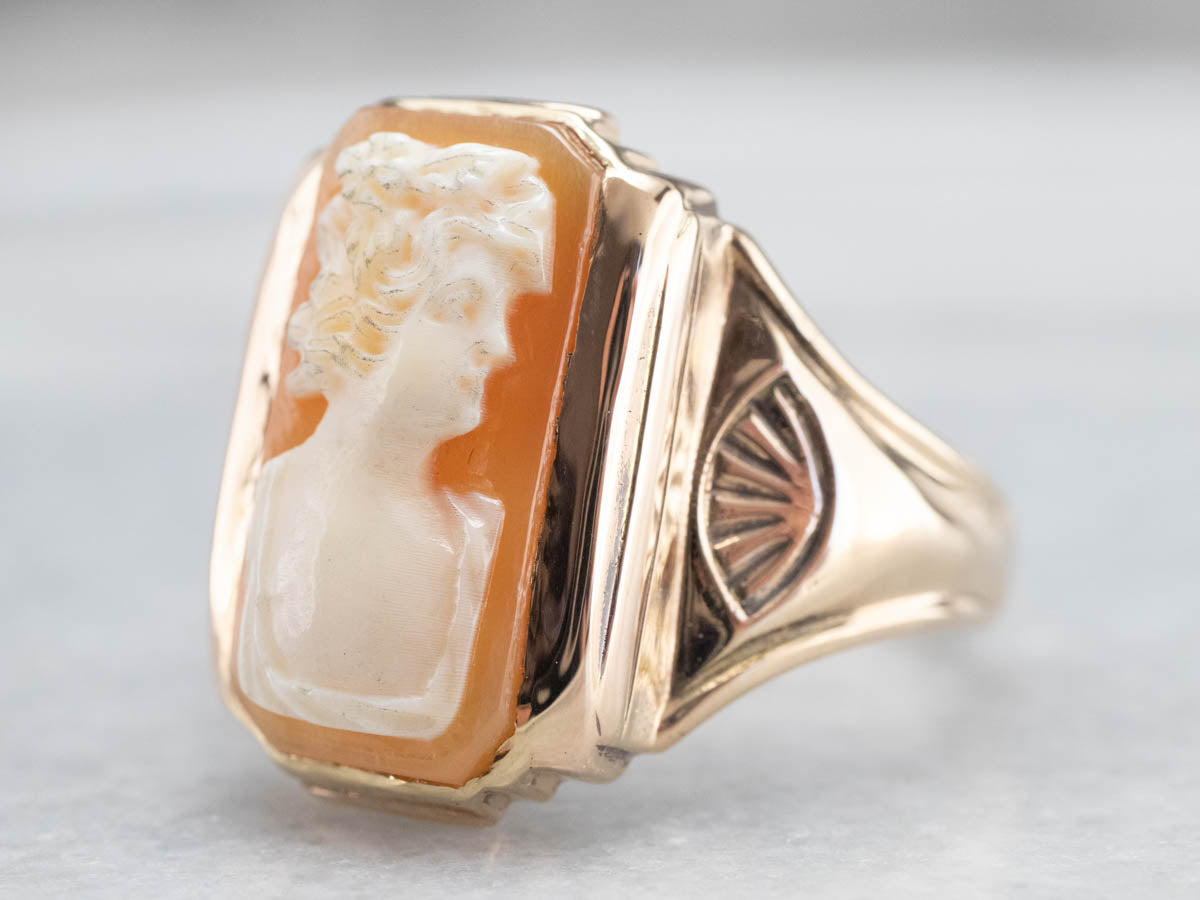 Unisex Gold Retro Era Cameo Ring