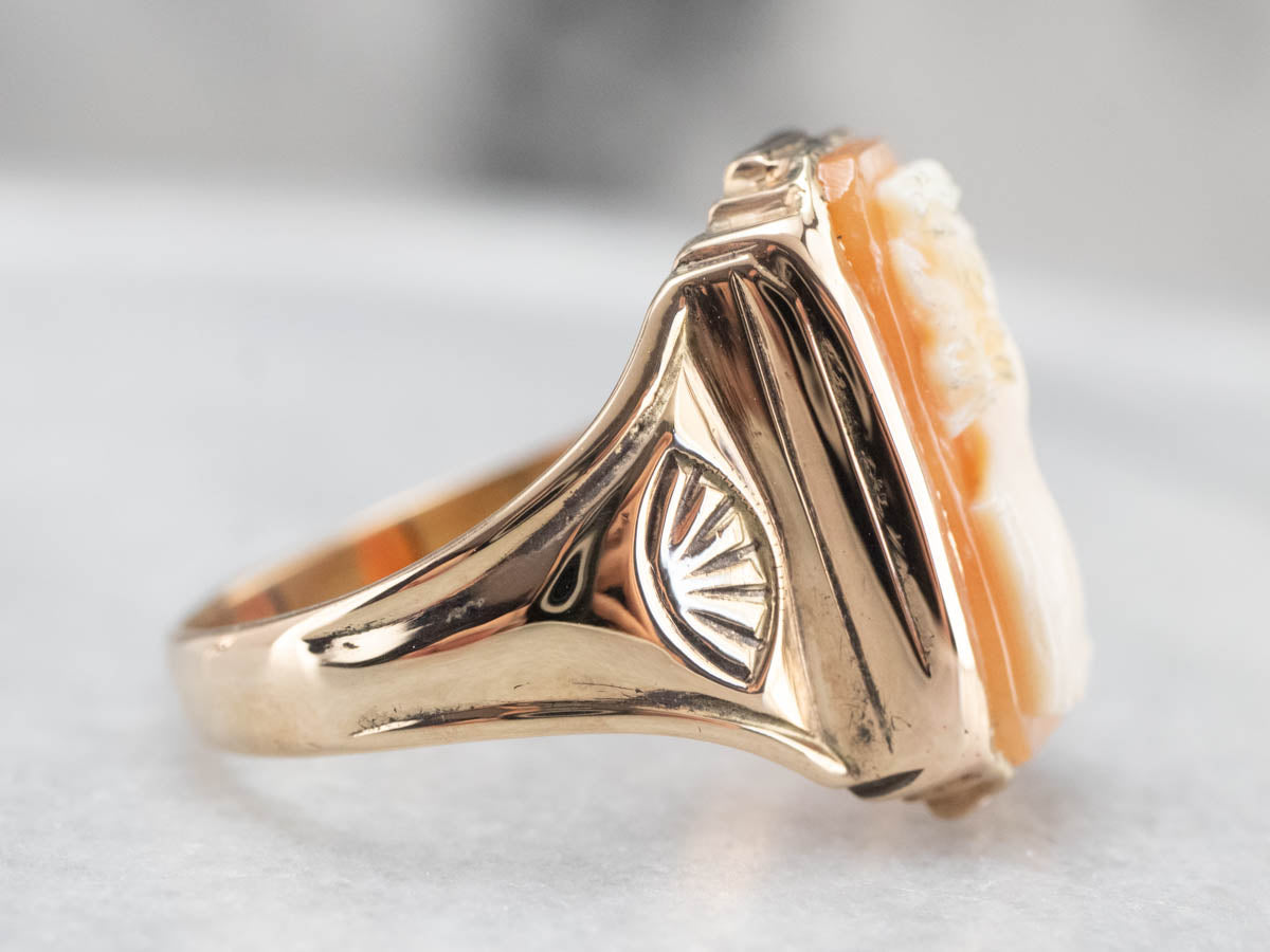 Unisex Gold Retro Era Cameo Ring