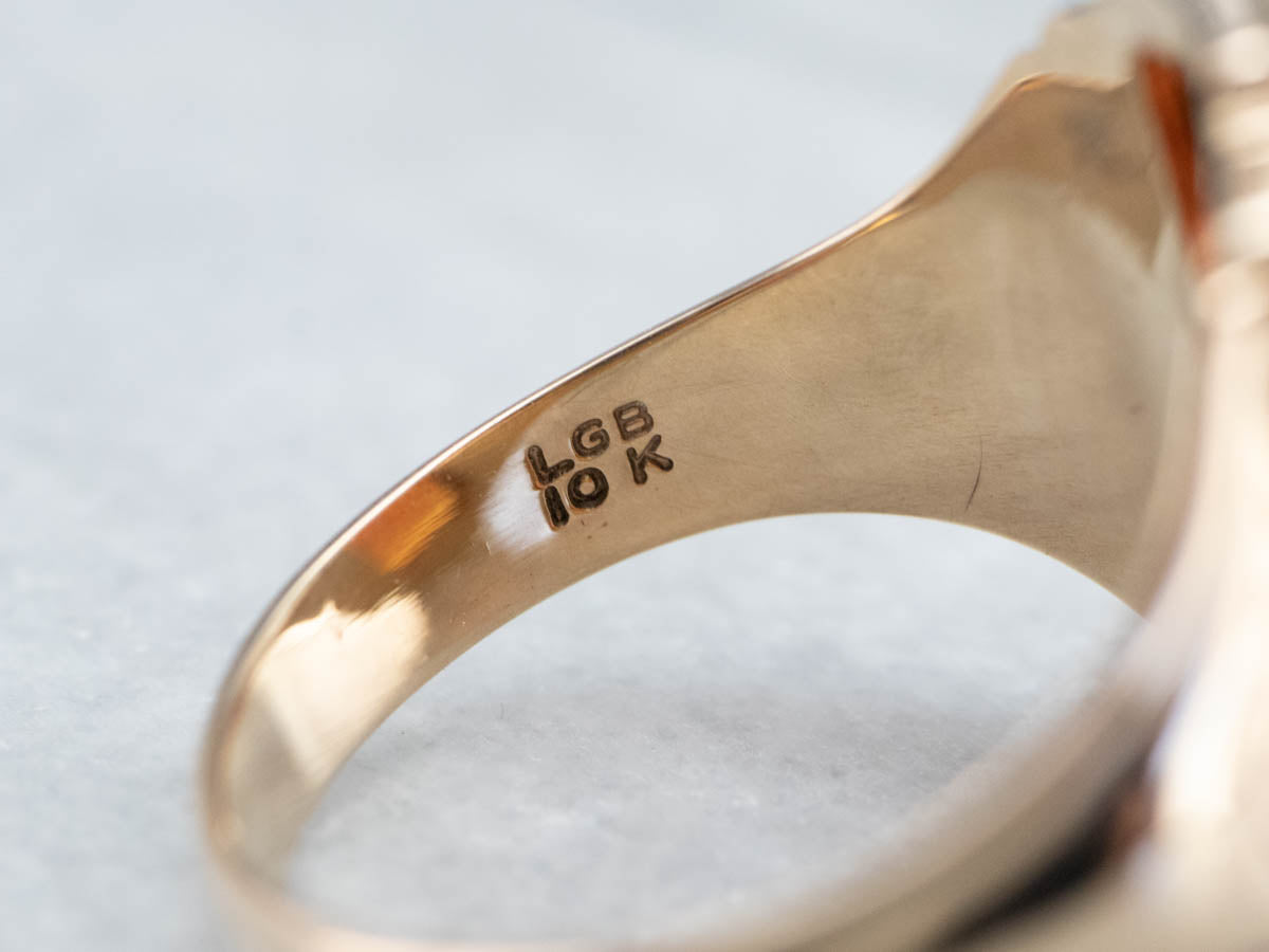 Unisex Gold Retro Era Cameo Ring