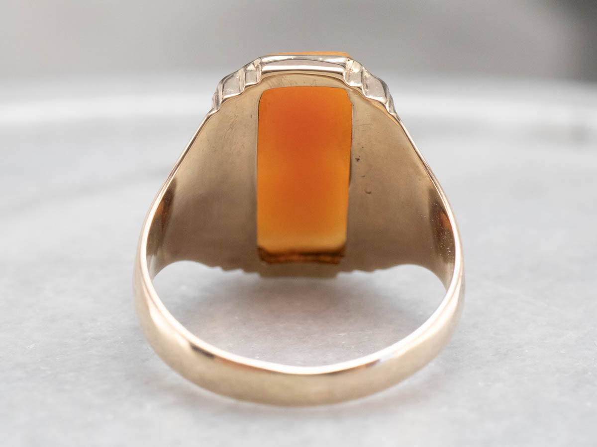 Unisex Gold Retro Era Cameo Ring