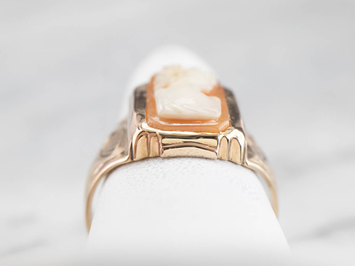 Unisex Gold Retro Era Cameo Ring
