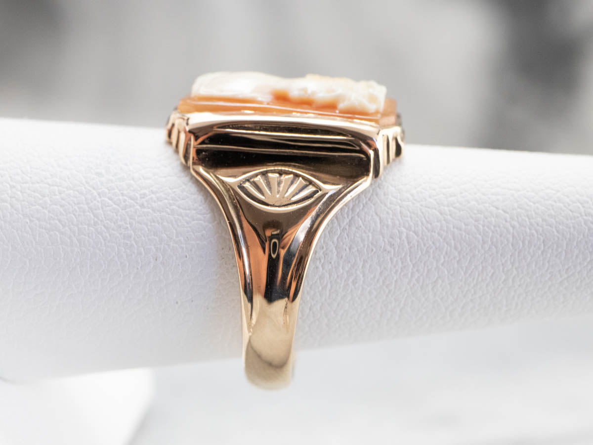 Unisex Gold Retro Era Cameo Ring