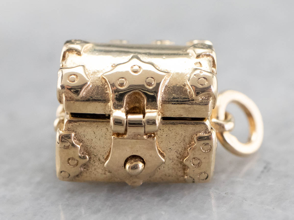 Demantoid Garnet Golden Treasure Chest Charm