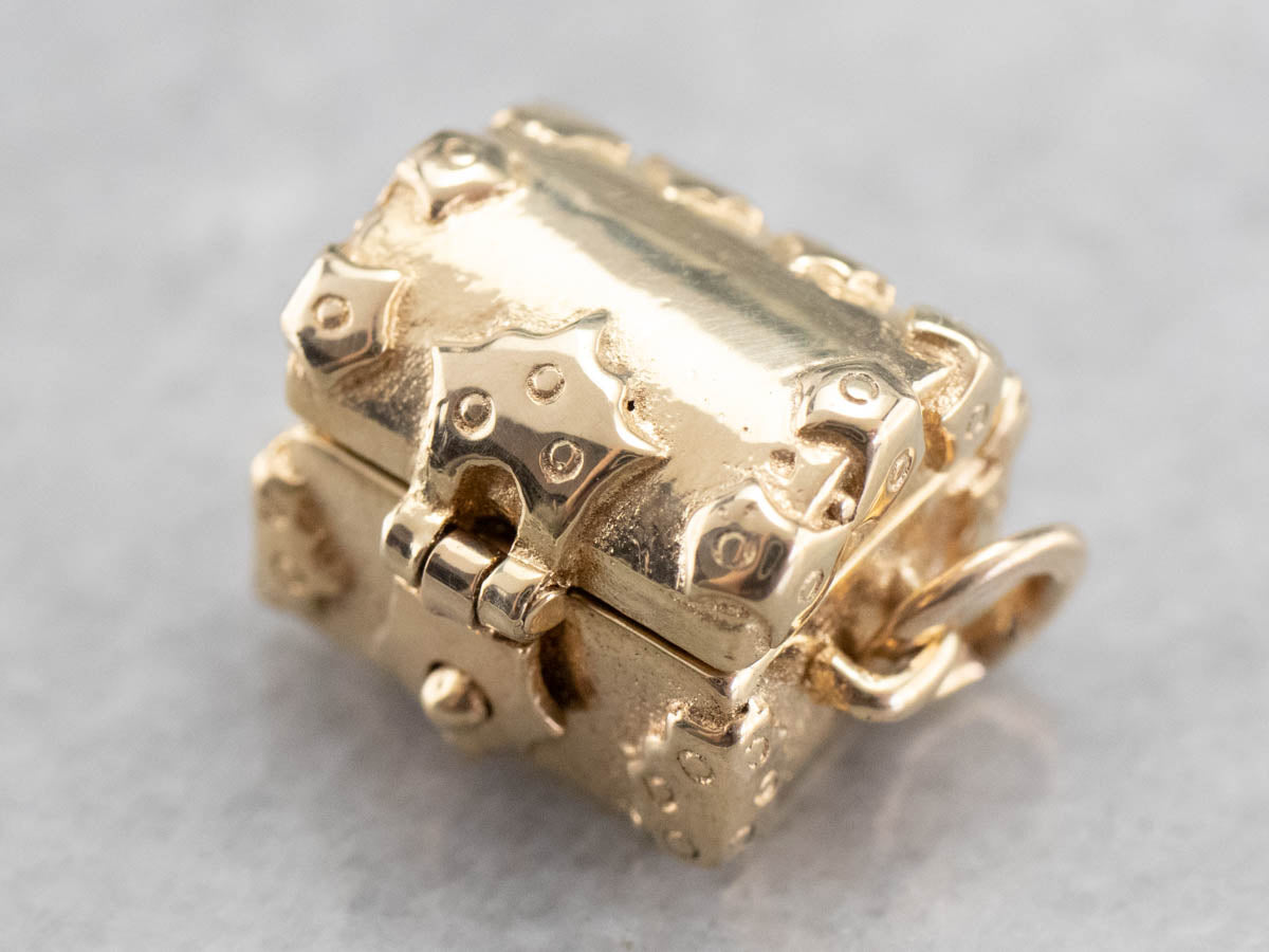 Demantoid Garnet Golden Treasure Chest Charm