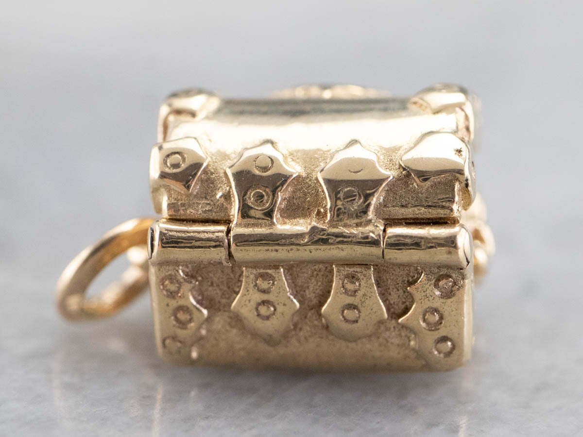 Demantoid Garnet Golden Treasure Chest Charm