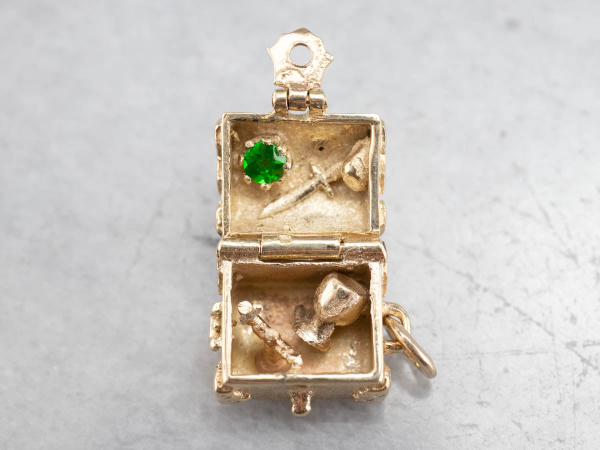 Demantoid Garnet Golden Treasure Chest Charm