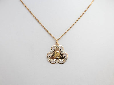 Two Tone Gold Mother Mary Medallion