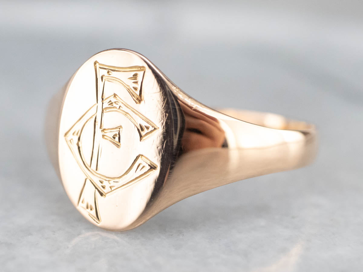 Victorian "FC" Monogrammed Signet Ring