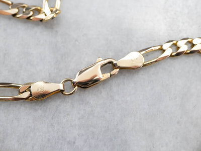 Italian Yellow Gold Figaro Chain Necklace