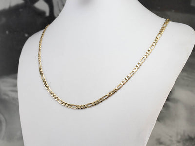Italian Yellow Gold Figaro Chain Necklace