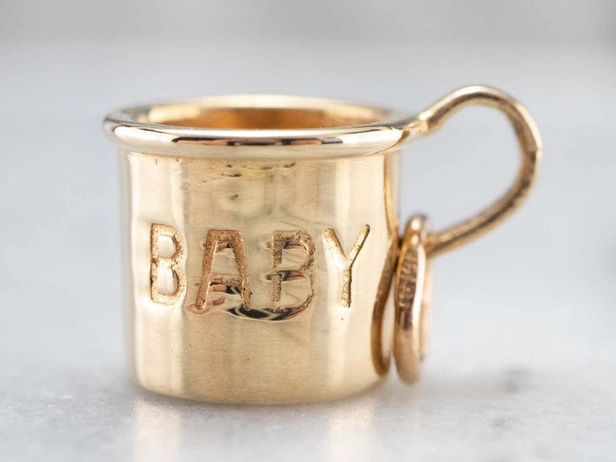Vintage Gold Baby Cup Charm