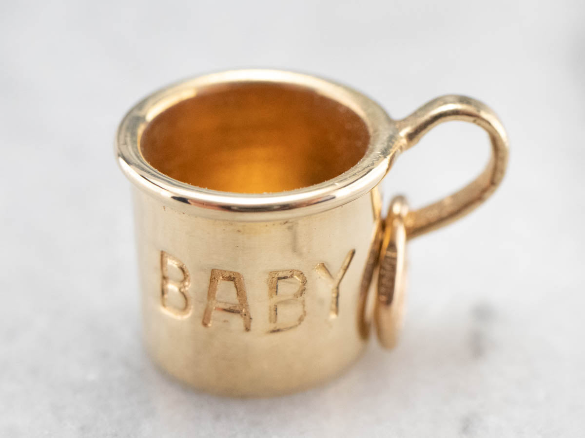 Vintage Gold Baby Cup Charm