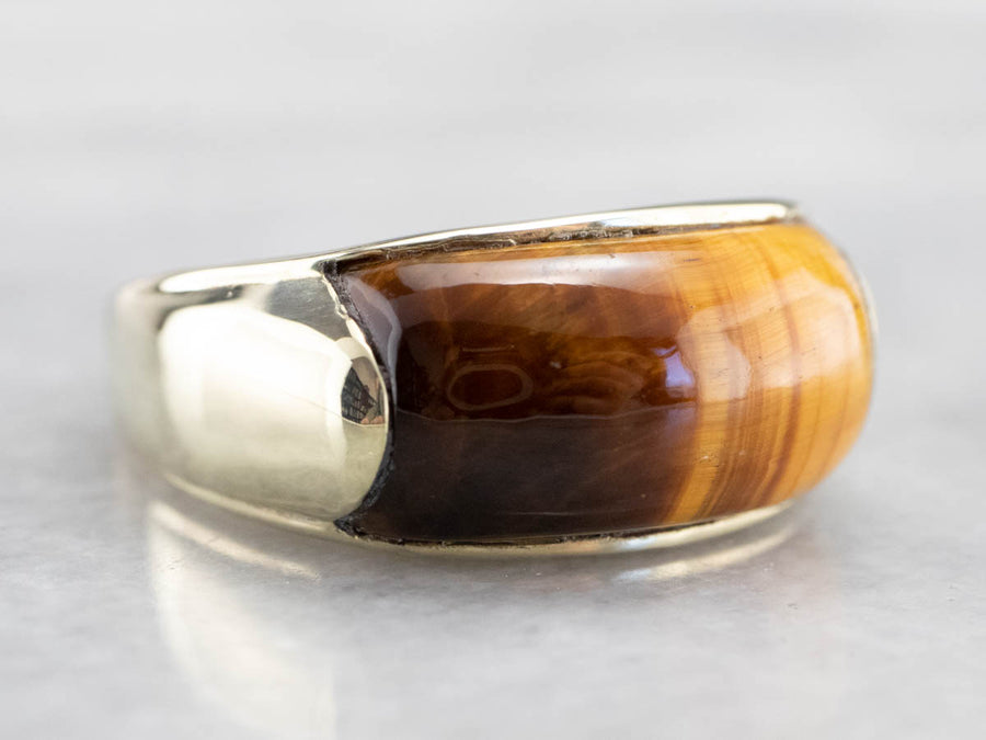 Tiger's Eye Domed Gold Statement Band