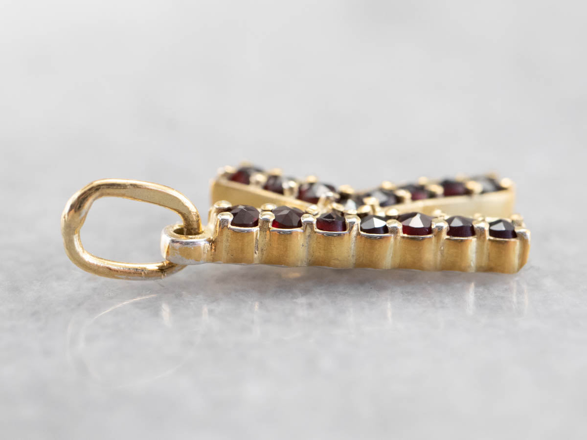 Garnet "K" Initial Pendant