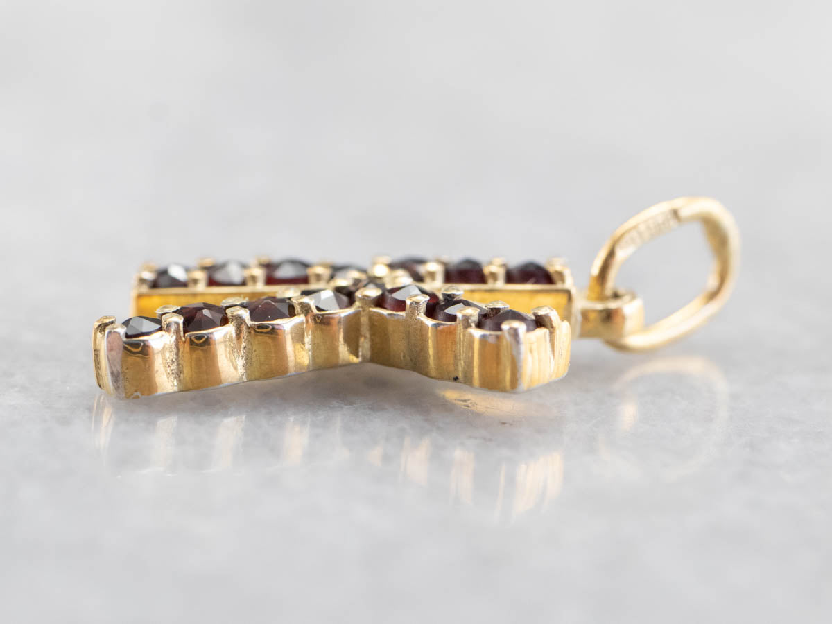 Garnet "K" Initial Pendant