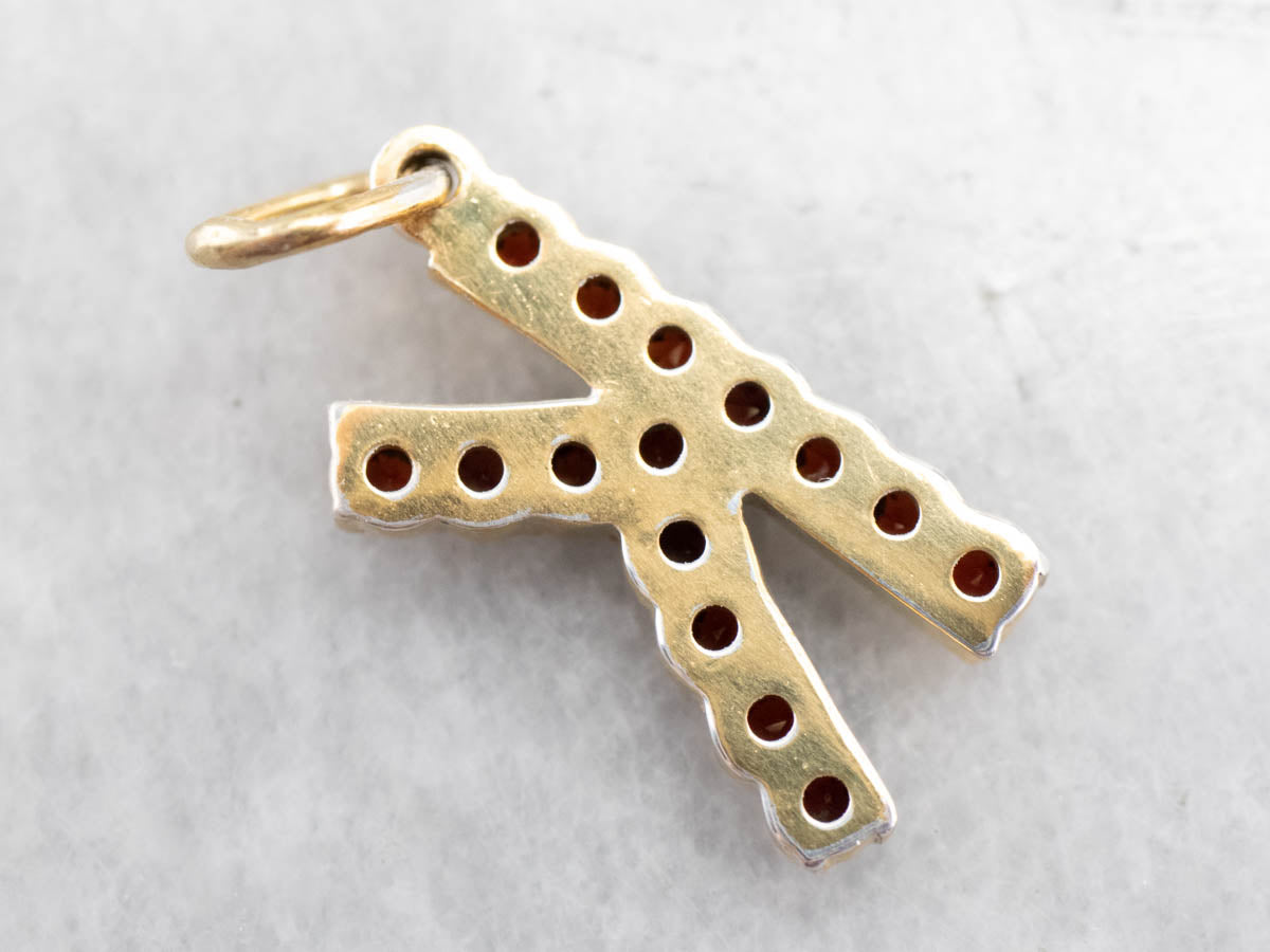 Garnet "K" Initial Pendant