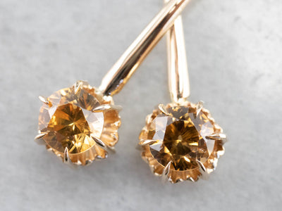 Yellow Zircon Gold Drop Earrings