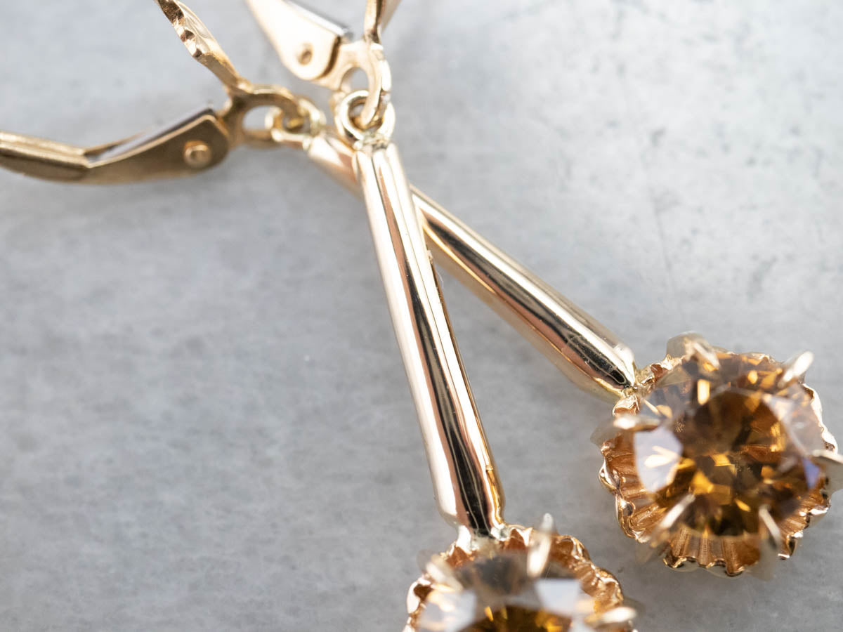 Pendientes colgantes de oro con circonitas amarillas