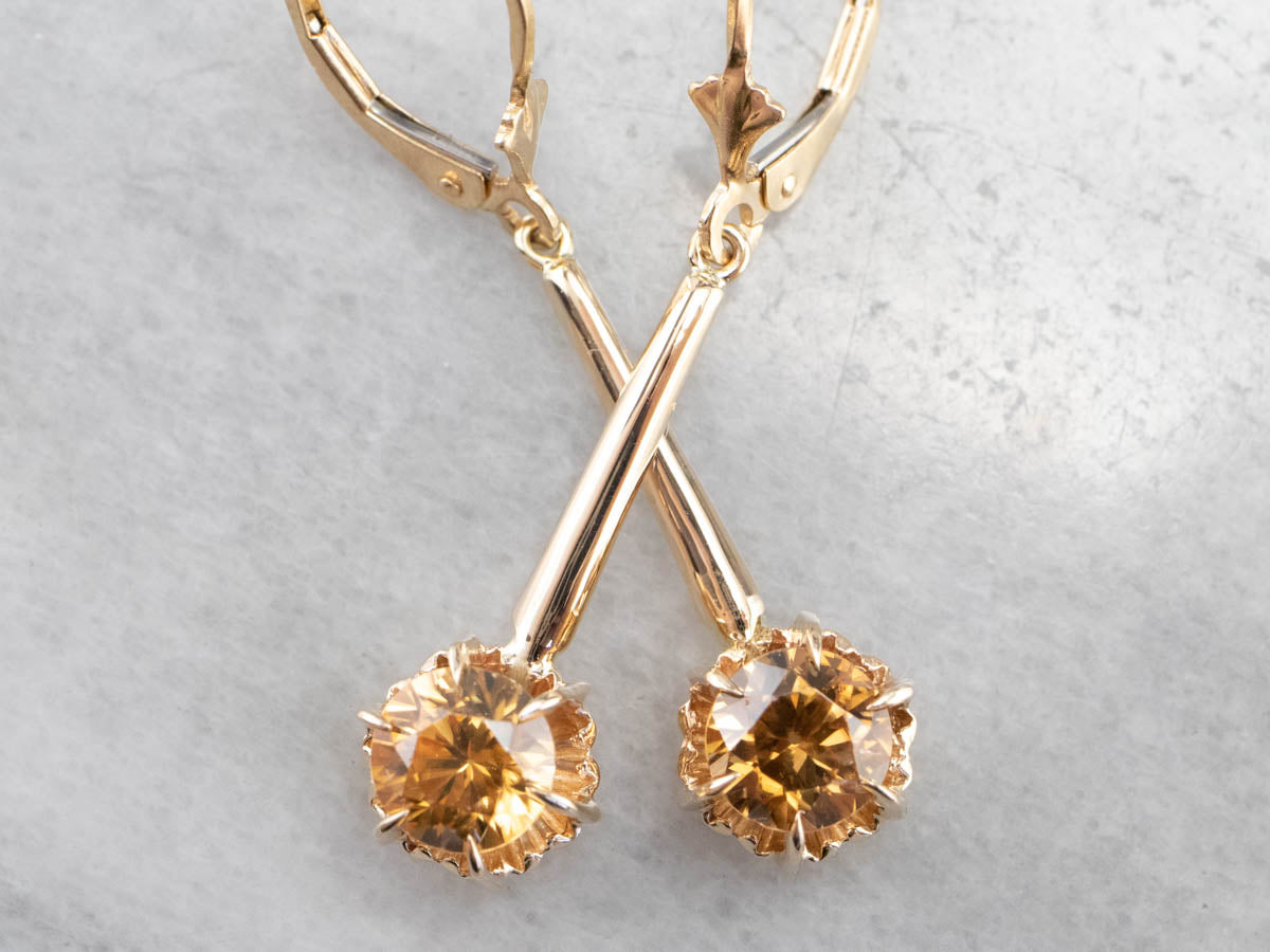 Pendientes colgantes de oro con circonitas amarillas