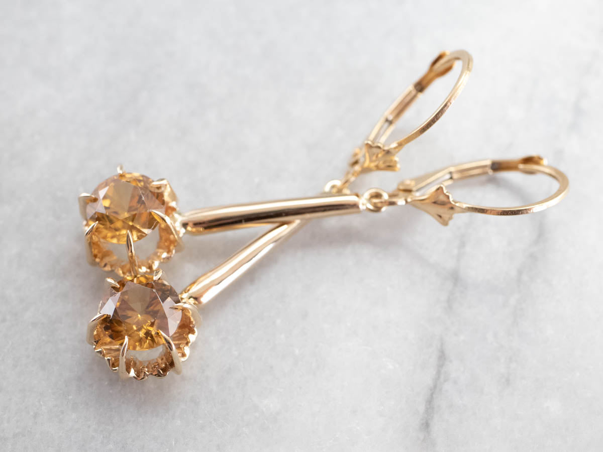 Pendientes colgantes de oro con circonitas amarillas