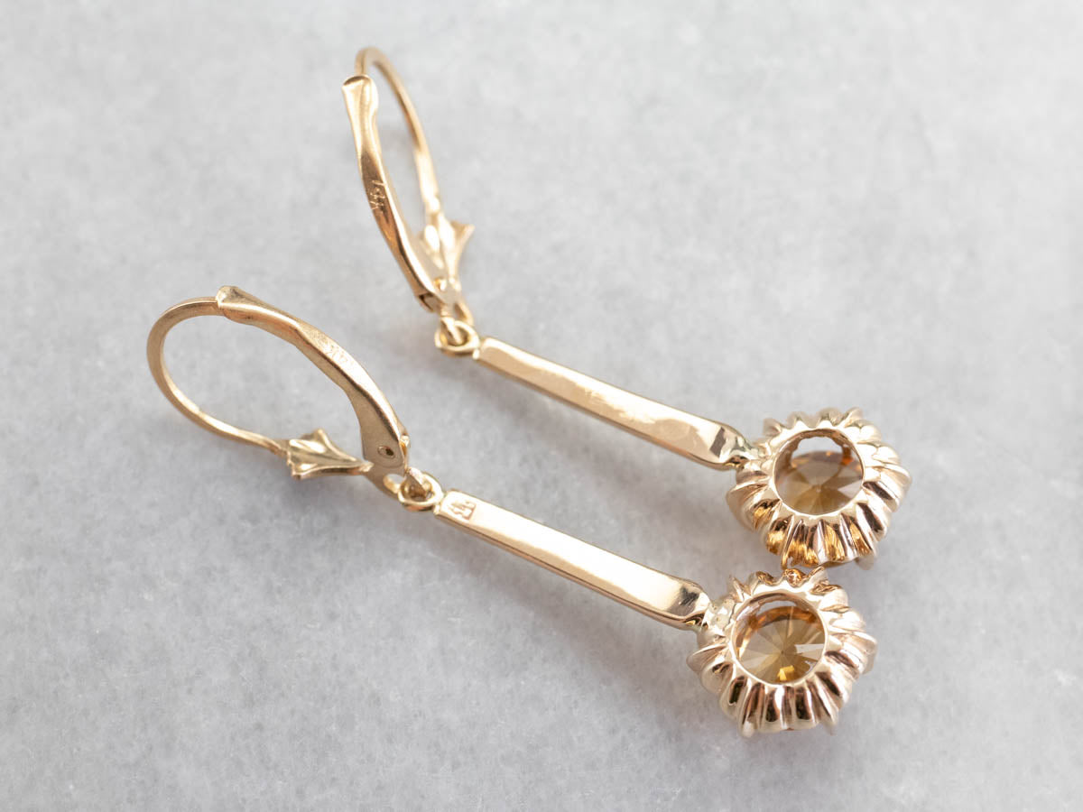 Pendientes colgantes de oro con circonitas amarillas