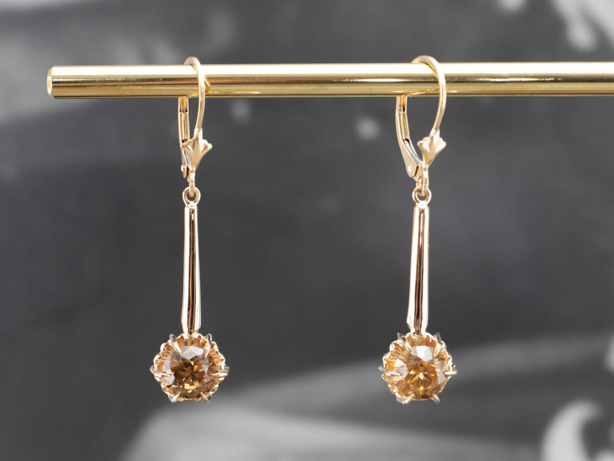 Pendientes colgantes de oro con circonitas amarillas