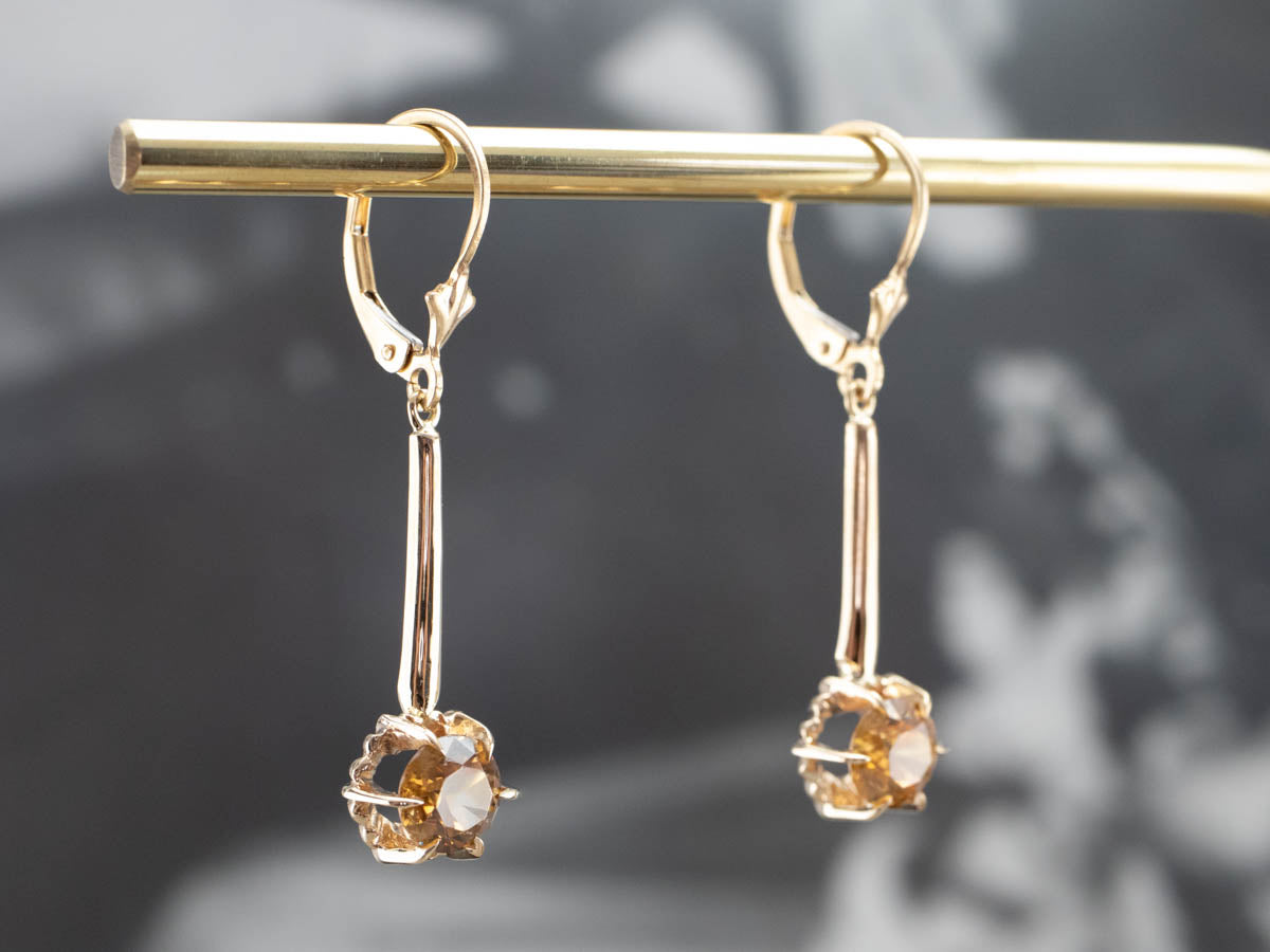 Pendientes colgantes de oro con circonitas amarillas