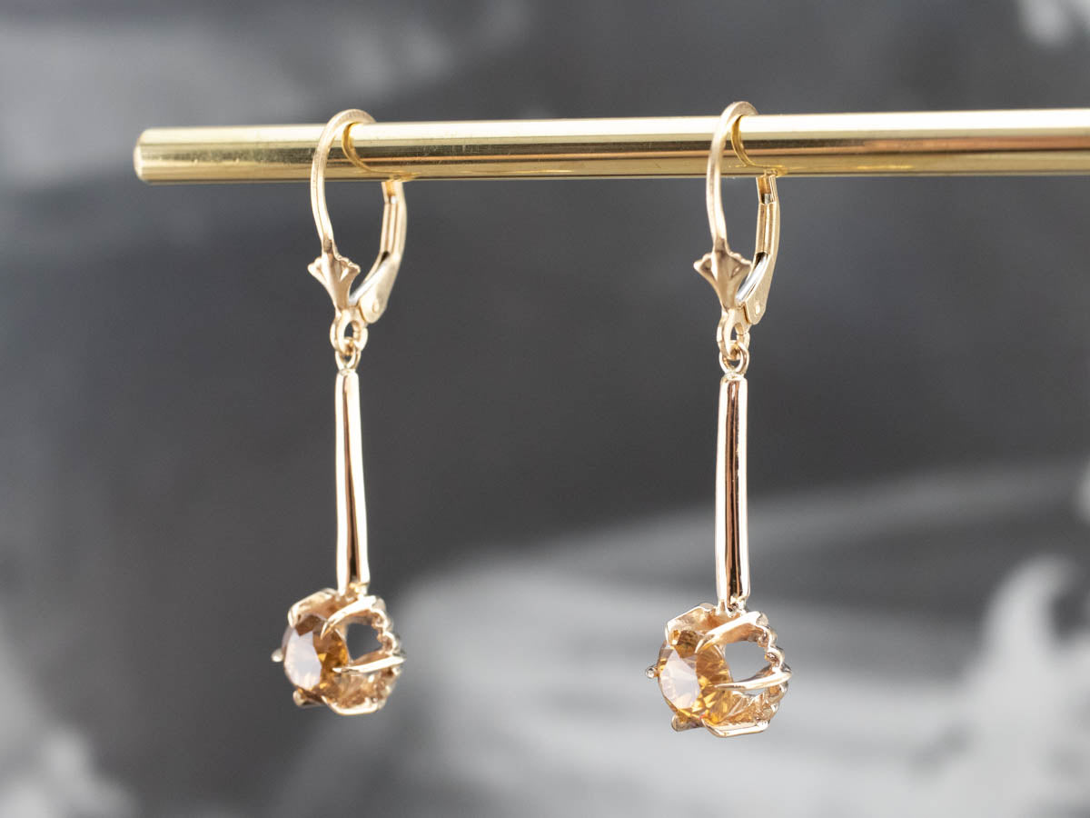 Pendientes colgantes de oro con circonitas amarillas