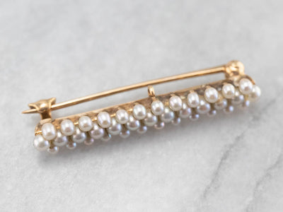 Gold Antique Pearl Lingerie Pin