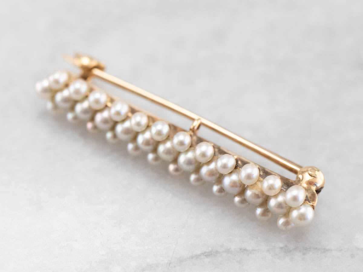 Gold Antique Pearl Lingerie Pin