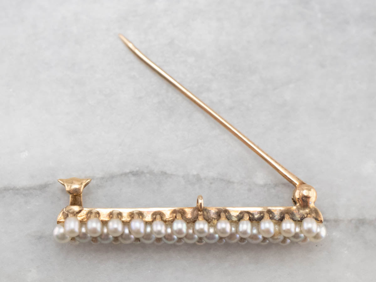 Gold Antique Pearl Lingerie Pin