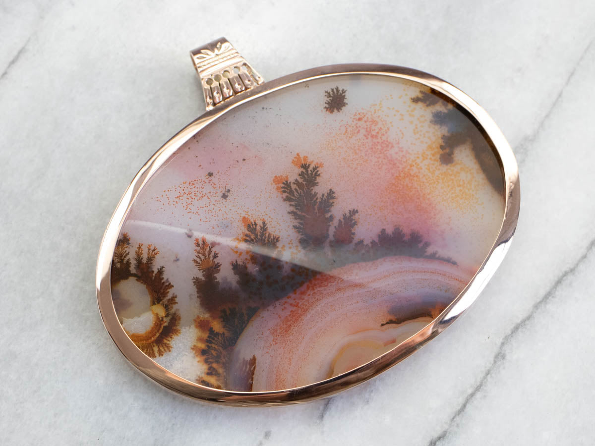 Colgante de ágata dendrítica de gran tamaño