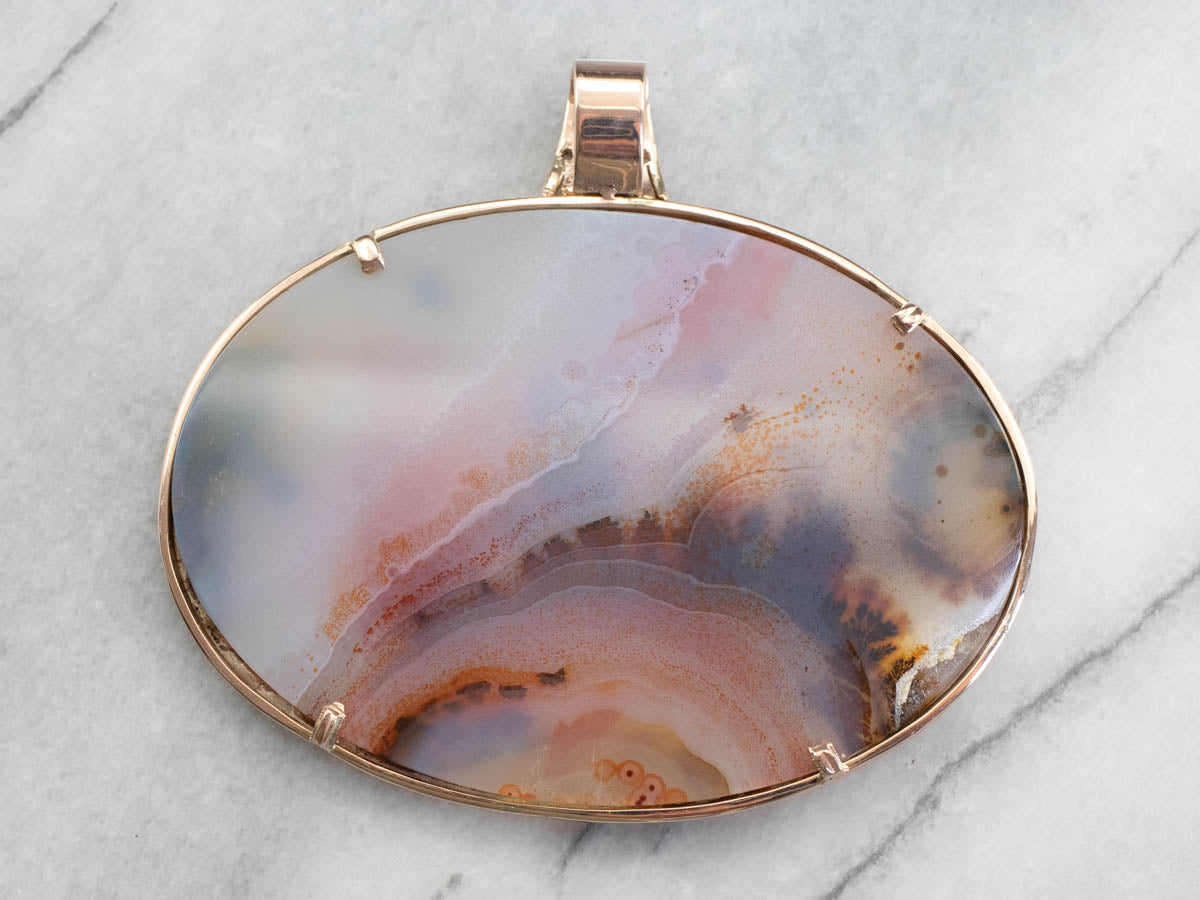 Colgante de ágata dendrítica de gran tamaño