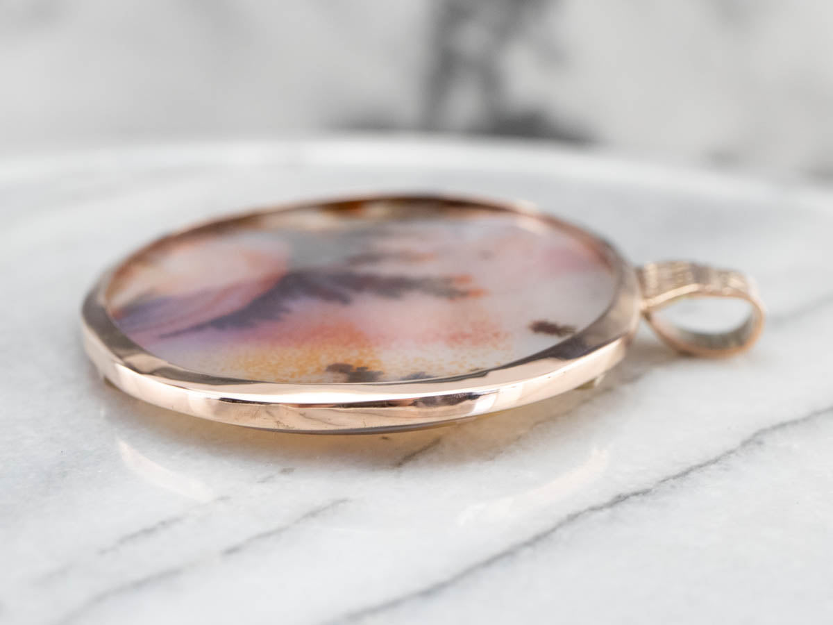 Colgante de ágata dendrítica de gran tamaño