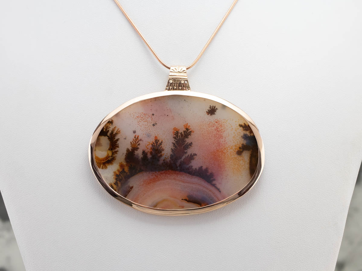 Colgante de ágata dendrítica de gran tamaño