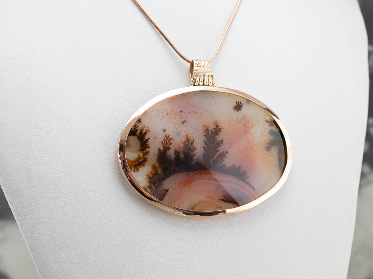 Colgante de ágata dendrítica de gran tamaño