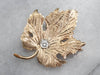Gold Diamond Grape Leaf Brooch
