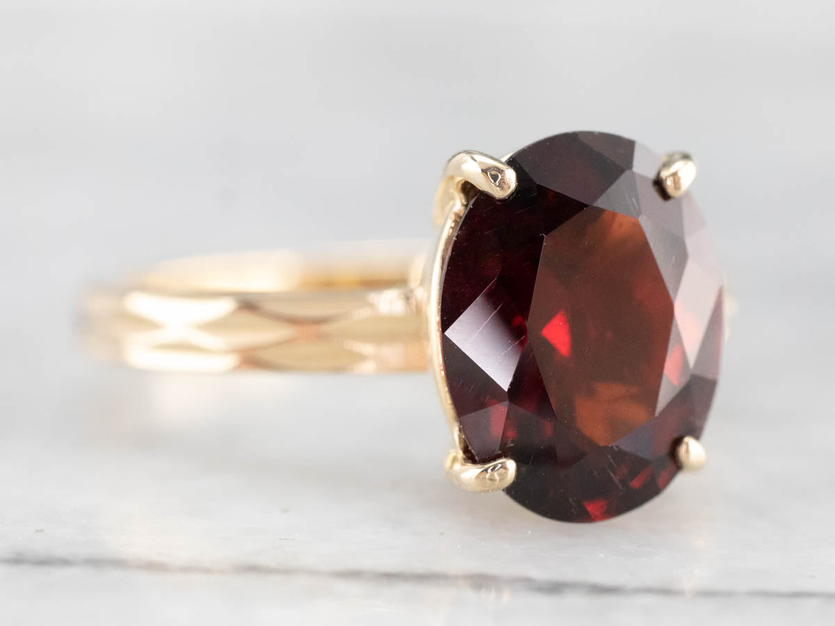 Garnet Gold Faceted Solitaire Ring