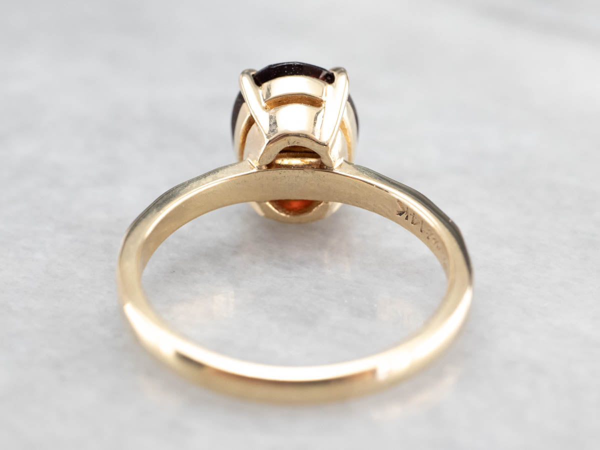 Garnet Gold Faceted Solitaire Ring
