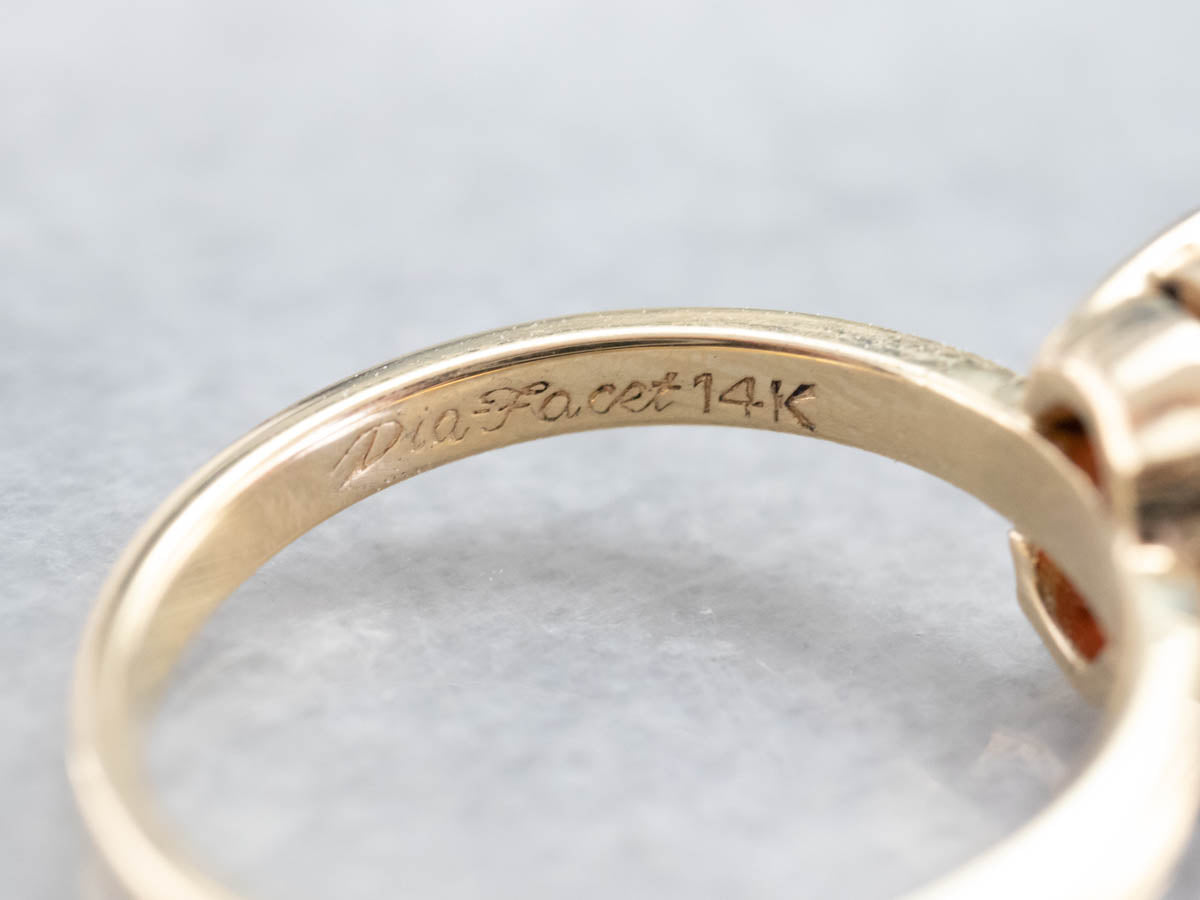 Garnet Gold Faceted Solitaire Ring