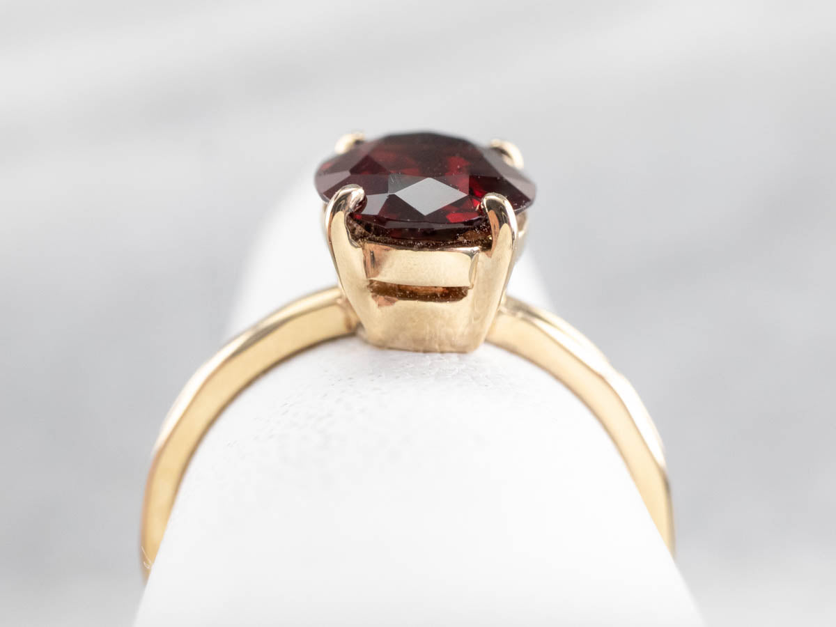 Garnet Gold Faceted Solitaire Ring
