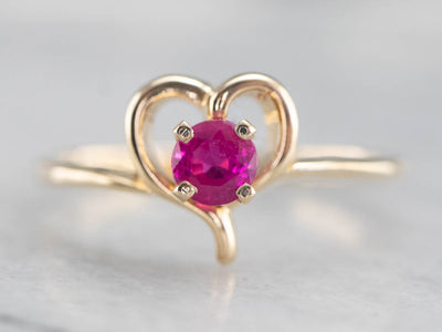 Sweetheart Gold Ruby Ring