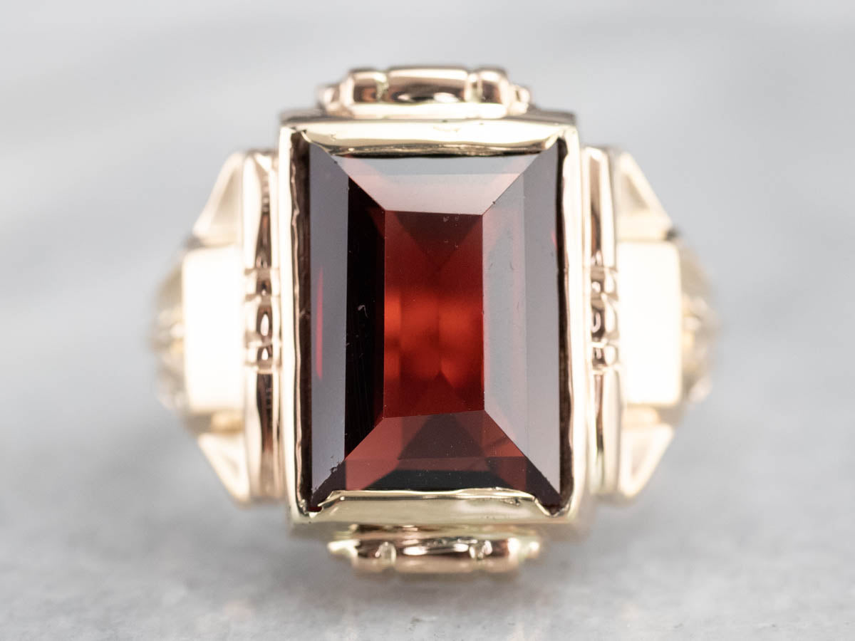 Men's Bold Garnet Retro Era Ring