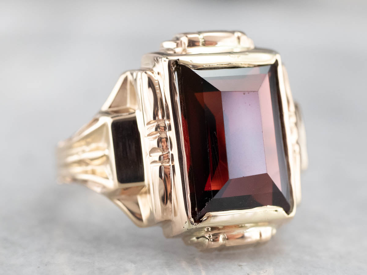 Men's Bold Garnet Retro Era Ring