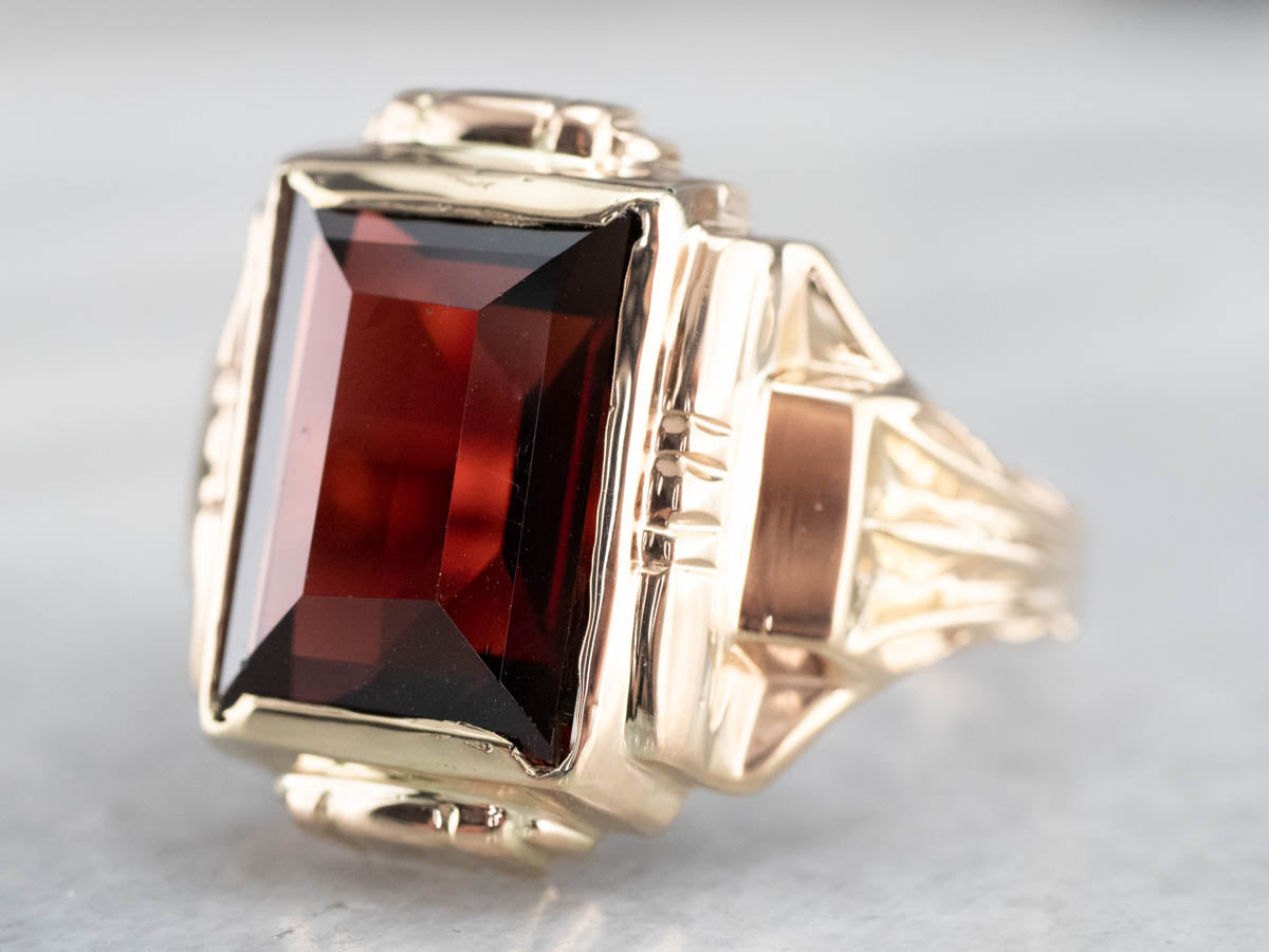 Men's Bold Garnet Retro Era Ring