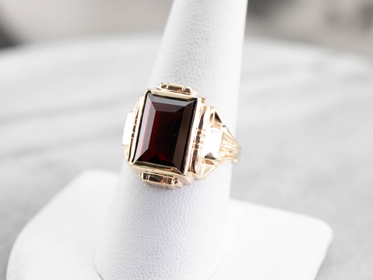 Men's Bold Garnet Retro Era Ring