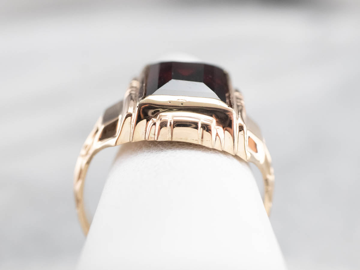 Men's Bold Garnet Retro Era Ring